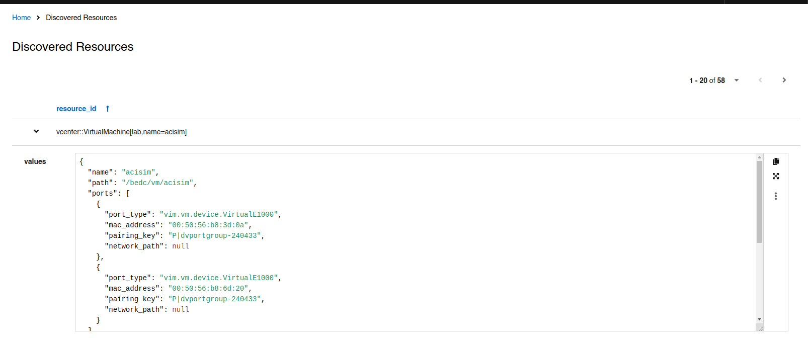 Discovered resources in Inmanta Service Orchestrator